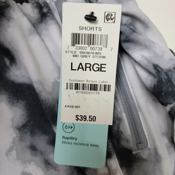 Ideology Black White Gray Running Shorts With Shorts Liner & Zipper Pocket Large - Picture 4 of 5